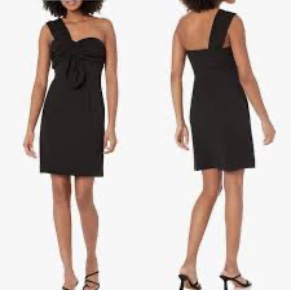 Trina Turk Times Square  Black One Shoulder Cocktail Mini Dress | Size 8 - Picture 2 of 8